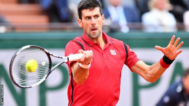 Action shot of Novak Djokovic