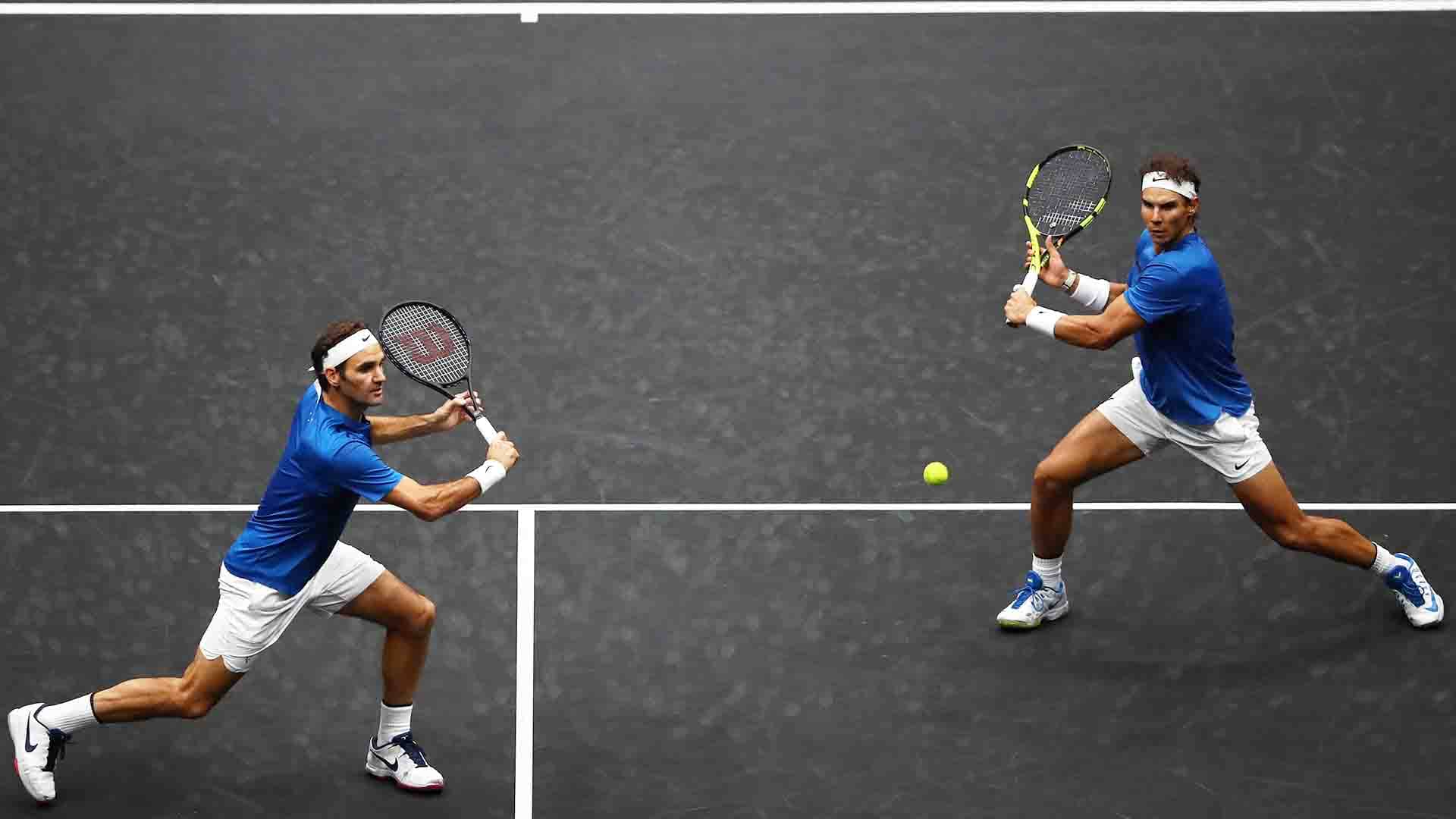 <a href='/en/players/roger-federer/f324/overview'>Roger Federer</a> and <a href='/en/players/rafael-nadal/n409/overview'>Rafael Nadal</a> played their first doubles match as a team at the 2017 <a href='/en/tournaments/laver-cup/9210/overview'>Laver Cup</a> in Prague.