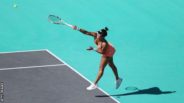 Heather Watson in action at the Abu Dhabi Open