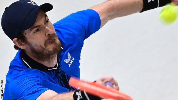 Andy Murray in action in Biella