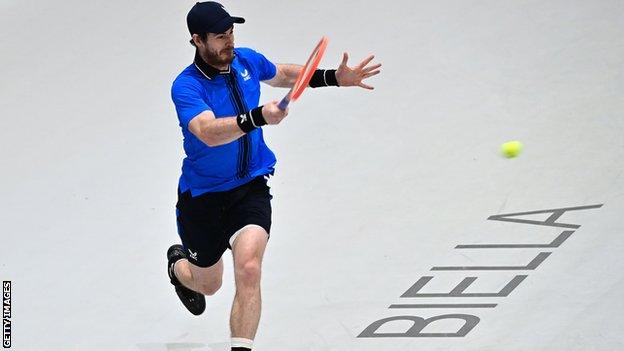Andy Murray in action in Biella