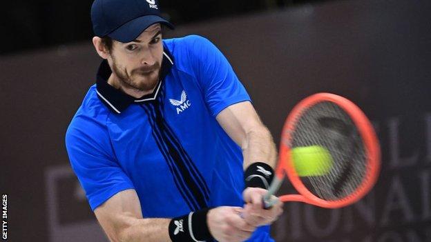 Andy Murray in action against Maximilian Marterer