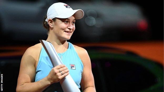 Ashleigh Barty with her trophy at the Ashleigh Barty