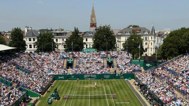 A general view of the main court at Eastbourne