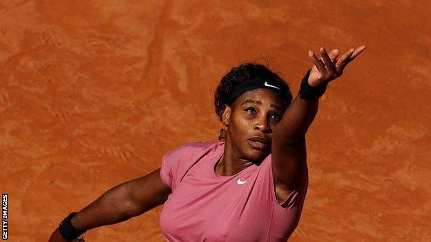 Serena Williams serving